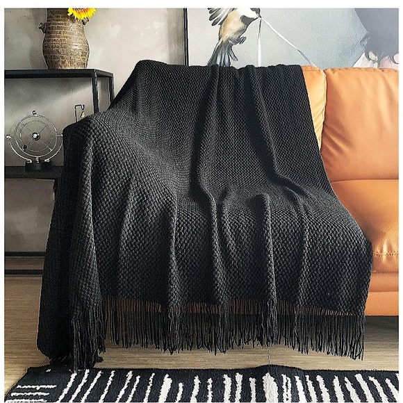 Urban Outfitters Other - Chunky Knit Boho Fringe/Tassel Throw Blanket/Shawl